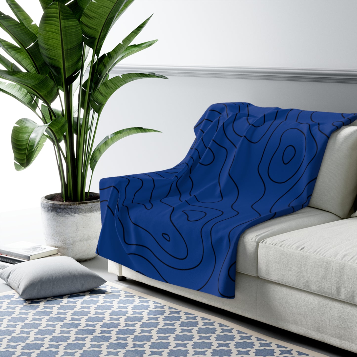 LUXURIOUS COZY BLANKET: THE EPITOME OF COMFORT AND WARMTH | Pattern high landscape dark blue