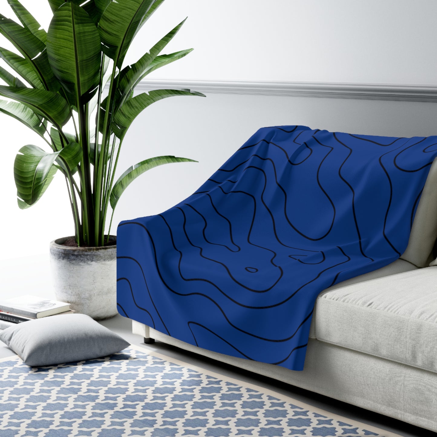 LUXURIOUS COZY BLANKET: THE EPITOME OF COMFORT AND WARMTH | Pattern high landscape dark blue