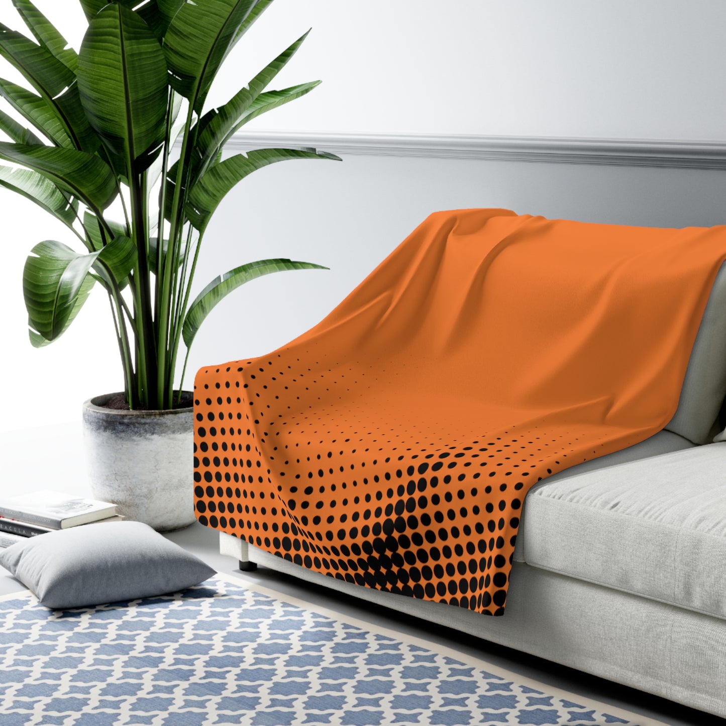 Kuscheldecke Wellen Punkte Orange