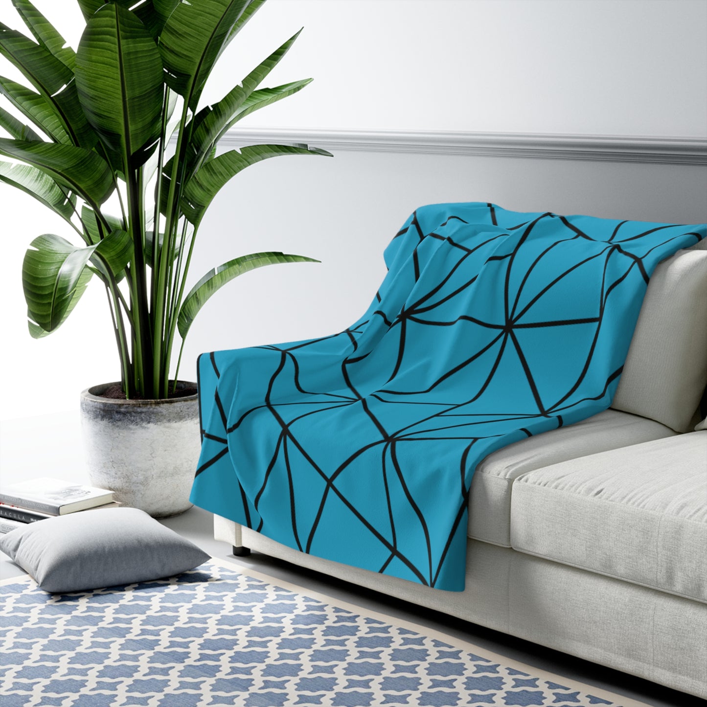 LUXURIOUS COZY BLANKET: THE EPITOME OF COMFORT AND WARMTH | Pattern triangle turquoise 