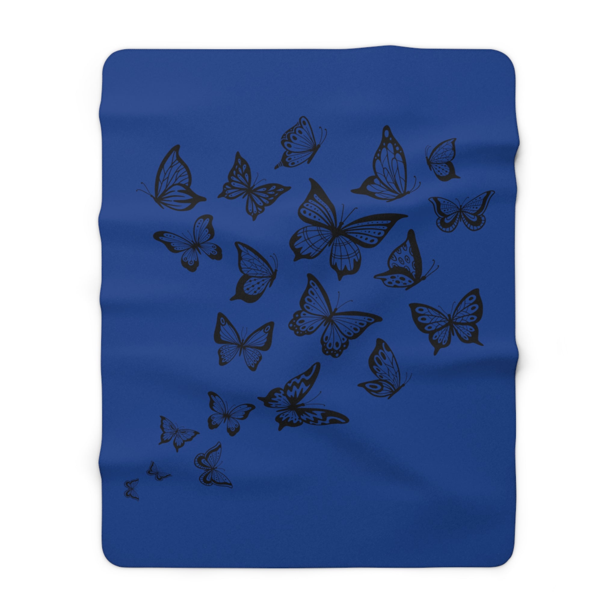 Schmetterling Dunkel Blau-Sofadecke, 3D-Druck, Tier-Couchdecke, Fleecedecke, Tagesdecke, weich, flauschig, warm, Bettdecken, kuschelige Decke für Mädchen und Jungen (127 x 152.4 cm)